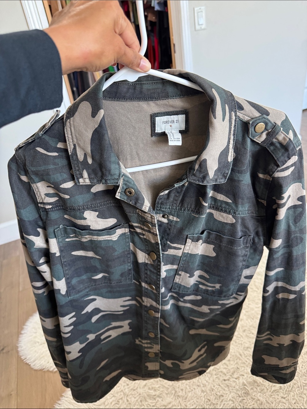 Forever 21 Men's Camouflage Field Jacket in Green & Tan